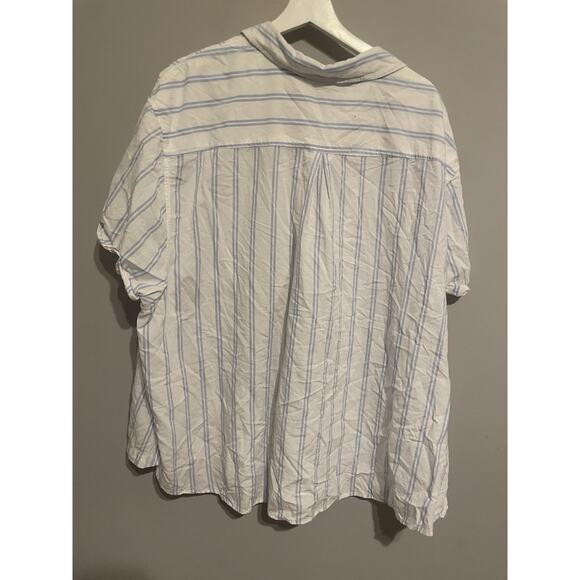 Ava & Viv 3X Oversized Shirt‎ No Gap Button-Up Top Striped Blouse Plus Size Blue - Picture 8 of 8